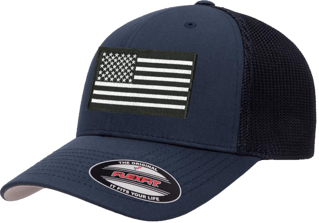 Tactical USA American Flag Flexfit 6511 Men's Trucker Mesh Back Fitted Cap