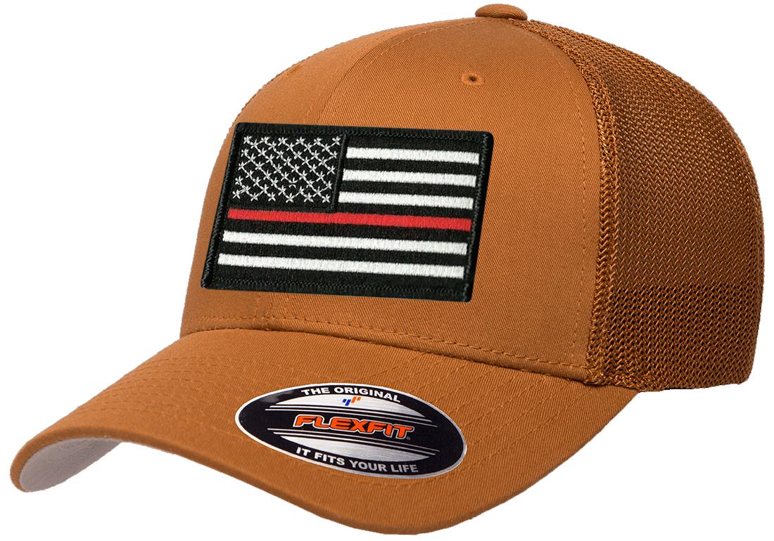 Thin Red Line USA Flag Flexfit 6511 Men's Trucker Mesh Back 