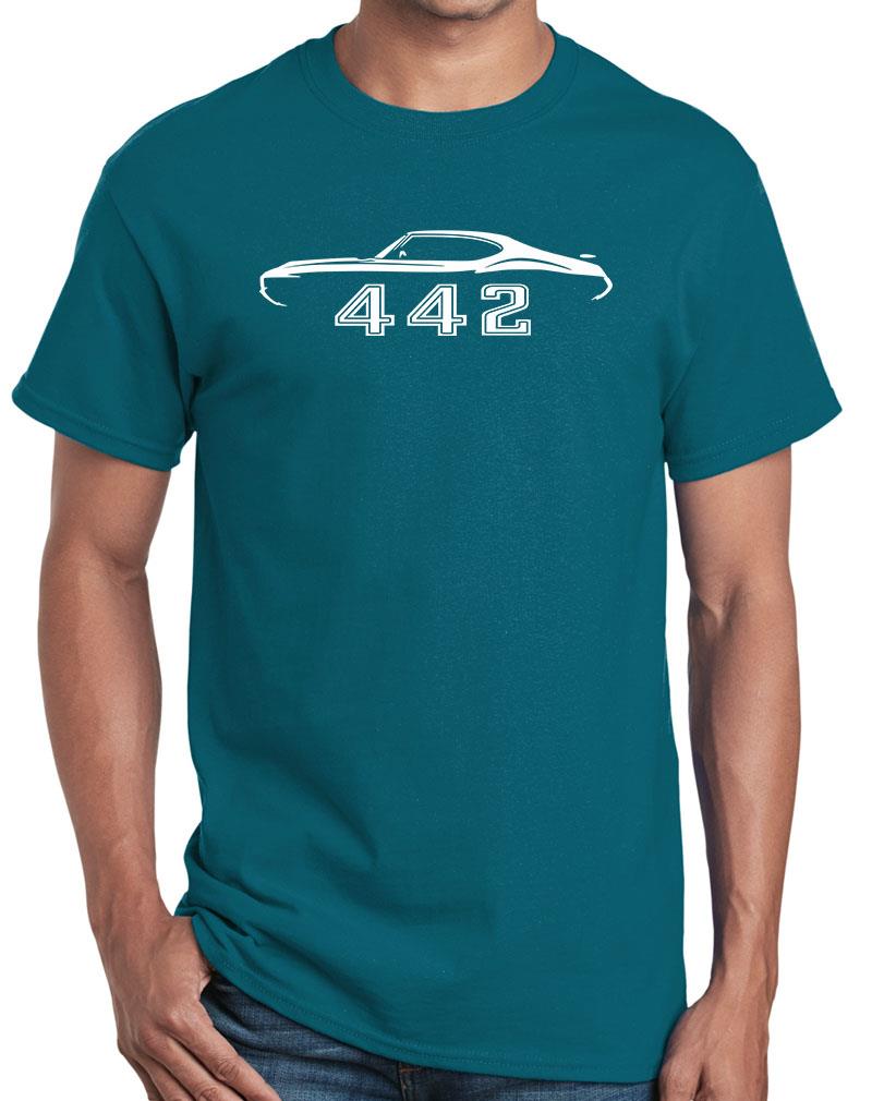1970 1971 1972 Olds 442 Cutlass Hardtop Outline Design Tshirt NEW COLORS - Picture 16 of 23
