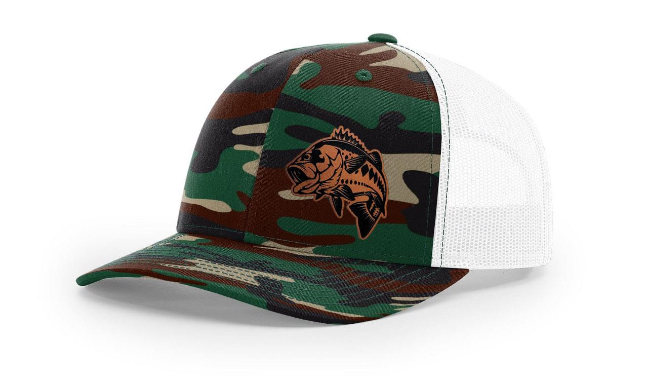 Large Mouth Bass Fishing Hat Laser Engraved Richardson 112 Snapback Hat Cap - Picture 39 of 45