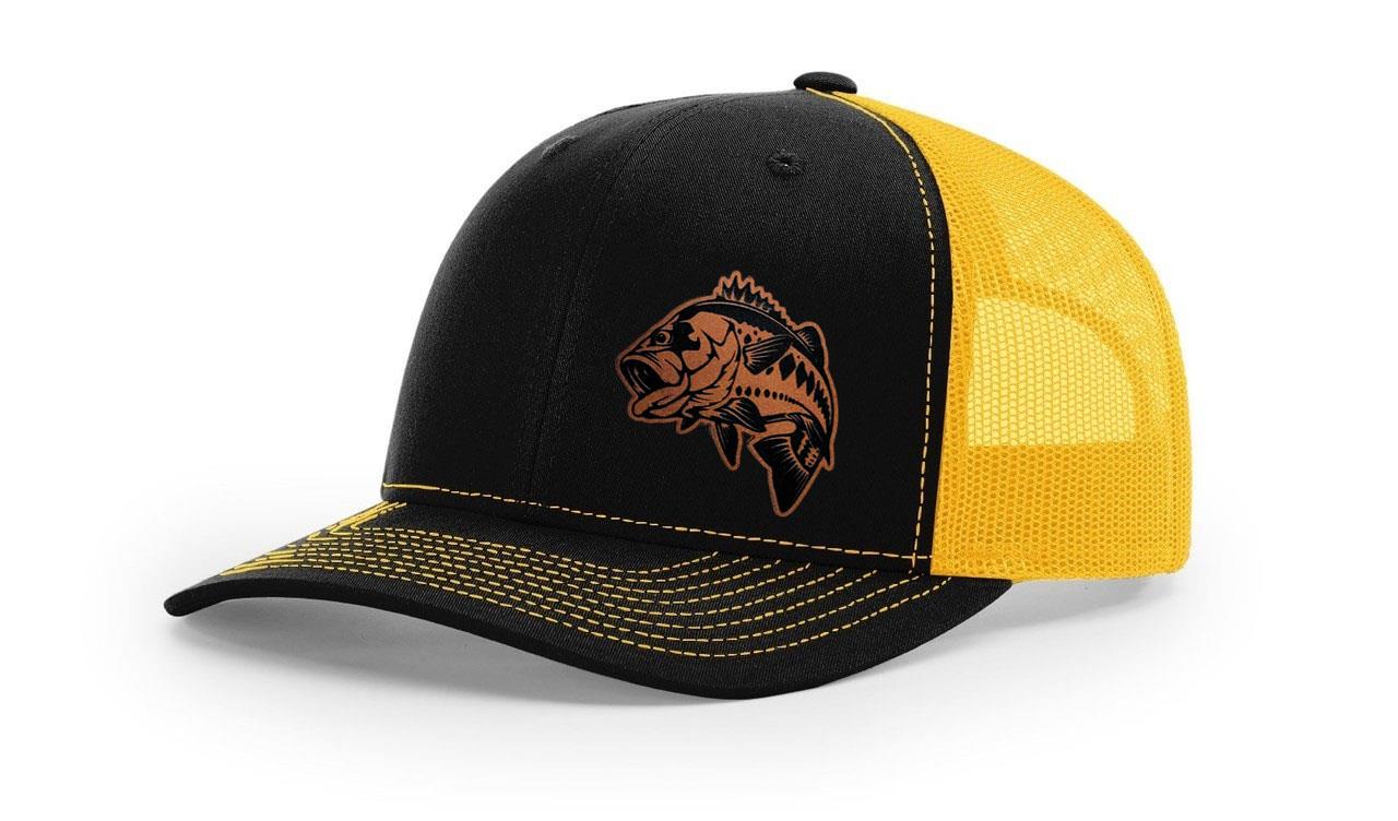 Large Mouth Bass Fishing Hat Laser Engraved Richardson 112 Snapback Hat Cap - Picture 7 of 45