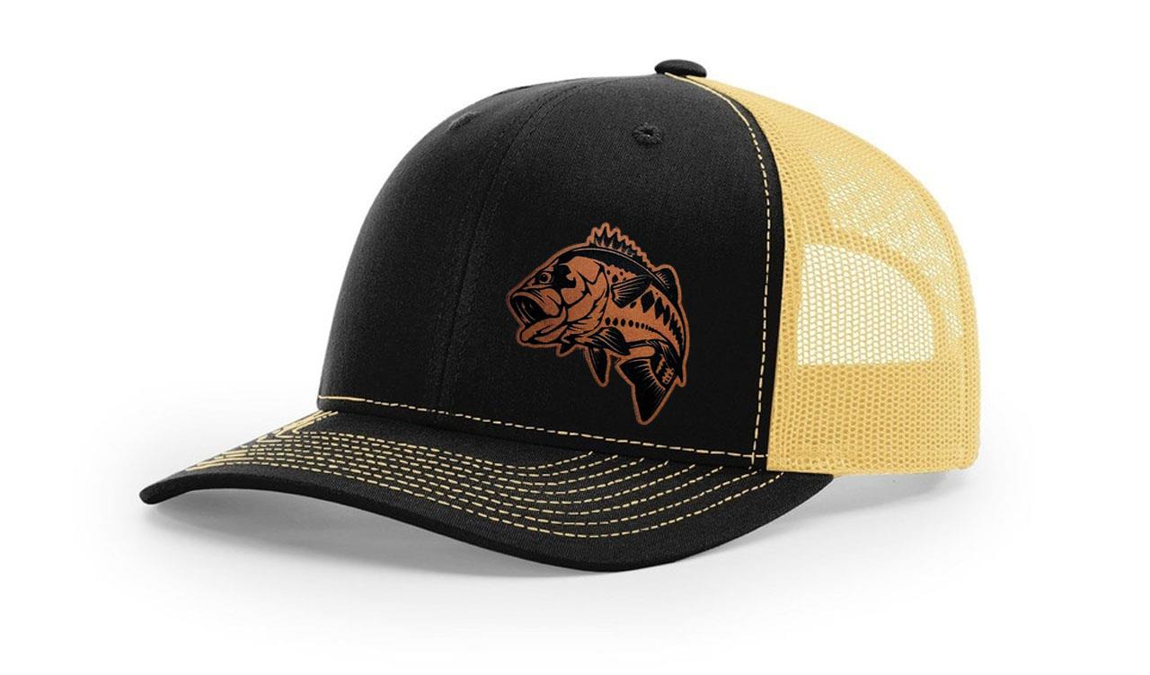 Large Mouth Bass Fishing Hat Laser Engraved Richardson 112 Snapback Hat Cap - Picture 8 of 45