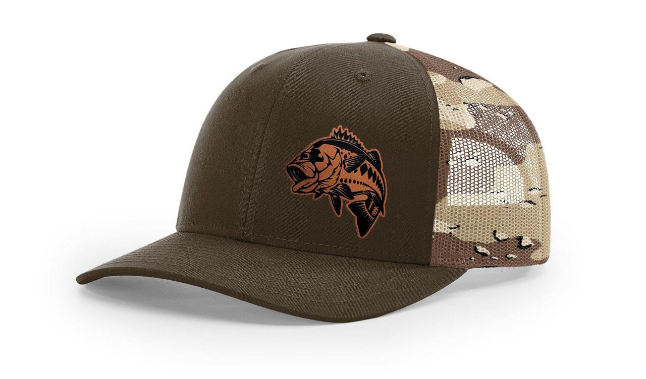Large Mouth Bass Fishing Hat Laser Engraved Richardson 112 Snapback Hat Cap - Picture 41 of 45