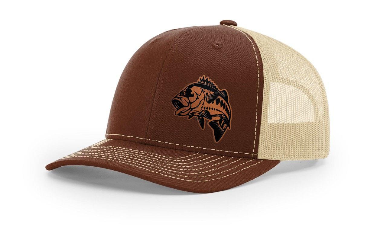 Large Mouth Bass Fishing Hat Laser Engraved Richardson 112 Snapback Hat Cap - Picture 10 of 45