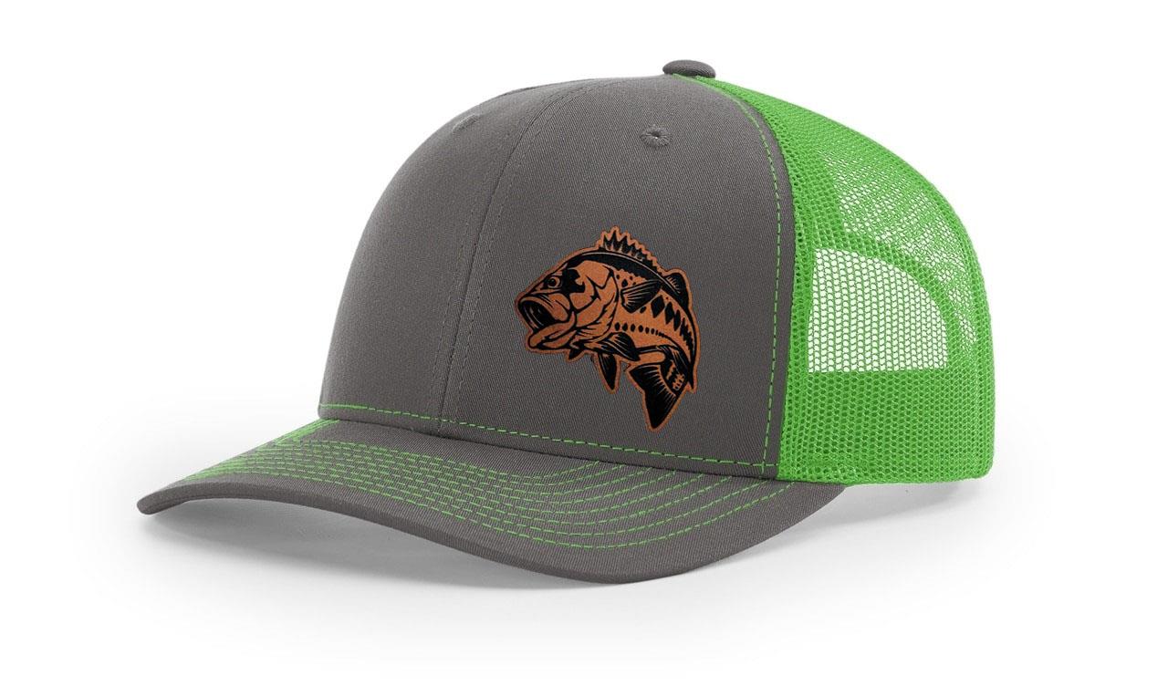 Large Mouth Bass Fishing Hat Laser Engraved Richardson 112 Snapback Hat Cap - Picture 15 of 45