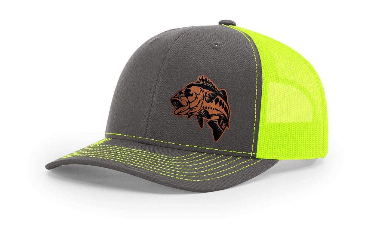 Large Mouth Bass Fishing Hat Laser Engraved Richardson 112 Snapback Hat Cap - Picture 17 of 45