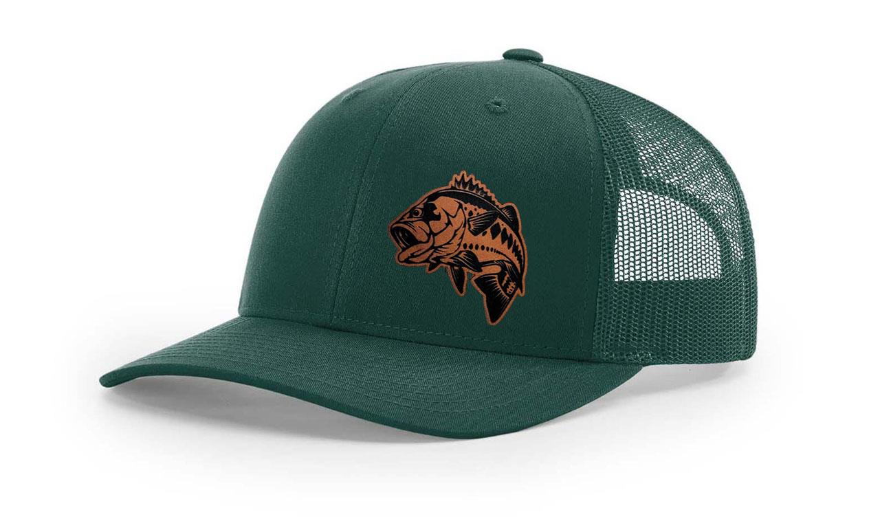 Large Mouth Bass Fishing Hat Laser Engraved Richardson 112 Snapback Hat Cap - Picture 21 of 45