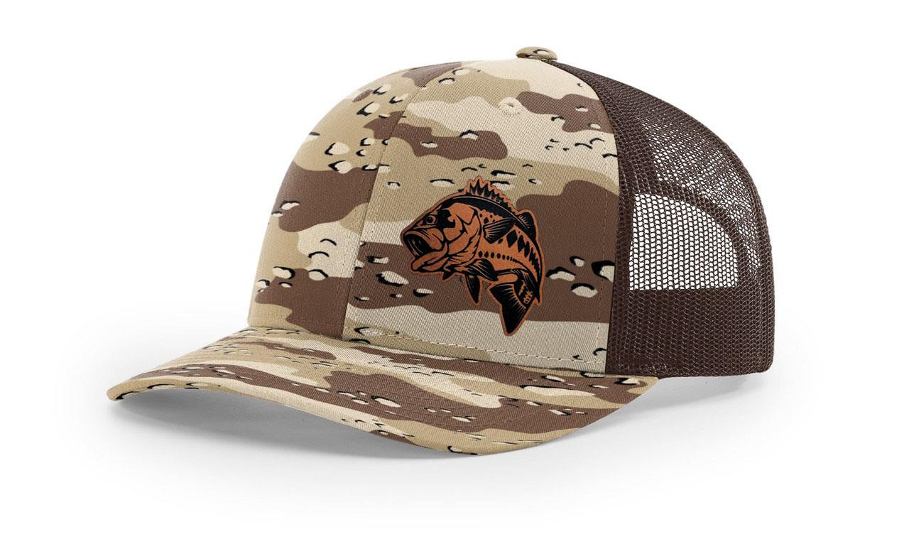 Large Mouth Bass Fishing Hat Laser Engraved Richardson 112 Snapback Hat Cap - Picture 40 of 45