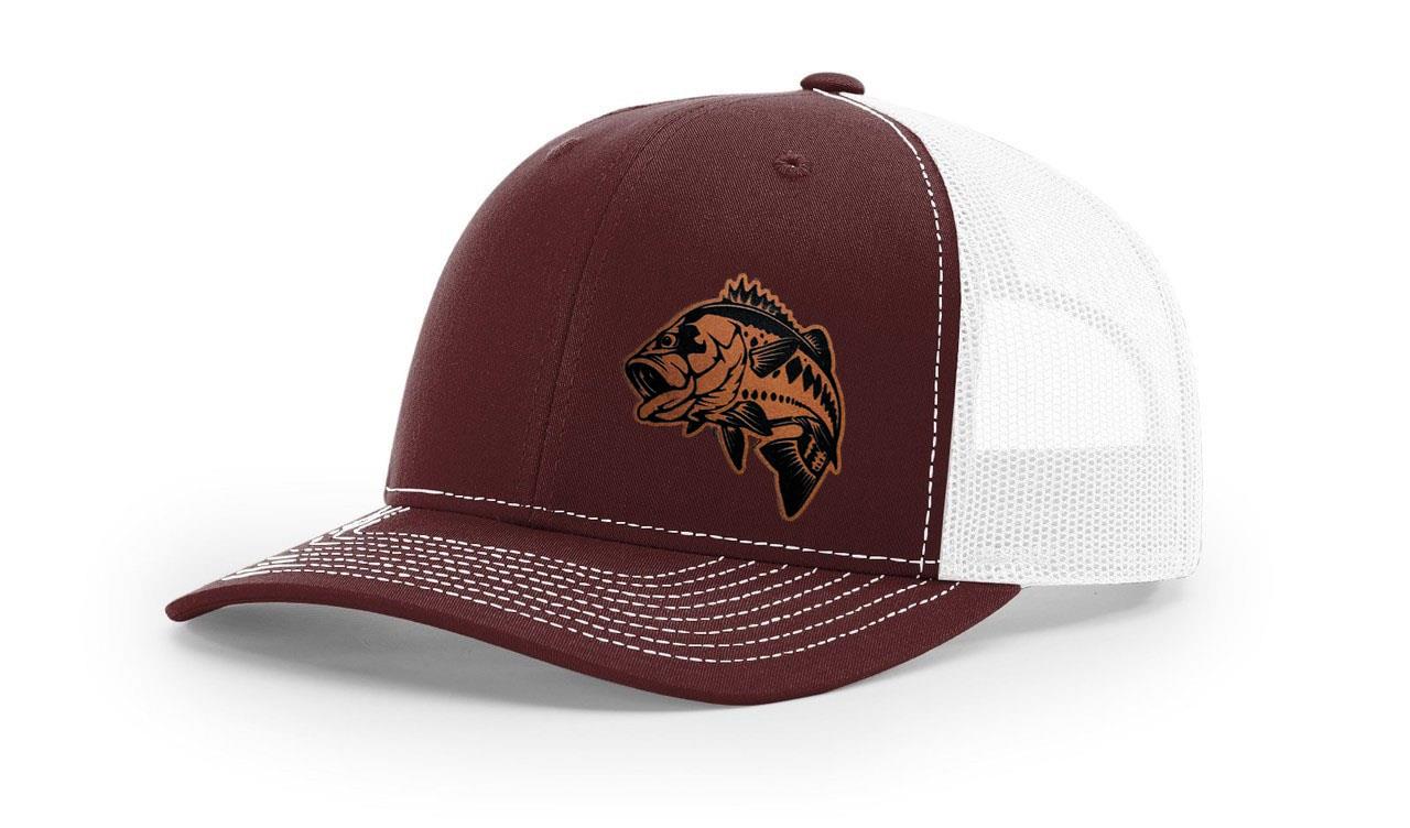Large Mouth Bass Fishing Hat Laser Engraved Richardson 112 Snapback Hat Cap - Picture 26 of 45