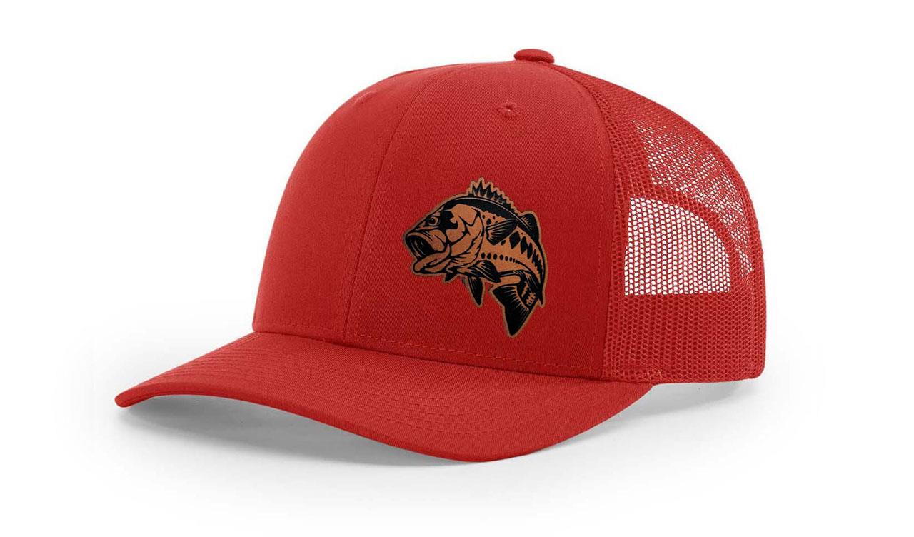 Large Mouth Bass Fishing Hat Laser Engraved Richardson 112 Snapback Hat Cap - Picture 44 of 45