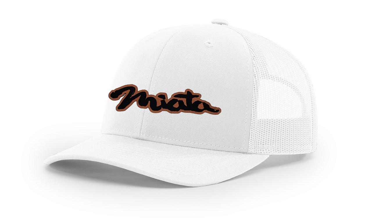 Mazda Miata MX5 Logo Leather Laser Engraved Richardson 112 Snapback Hat Cap-image