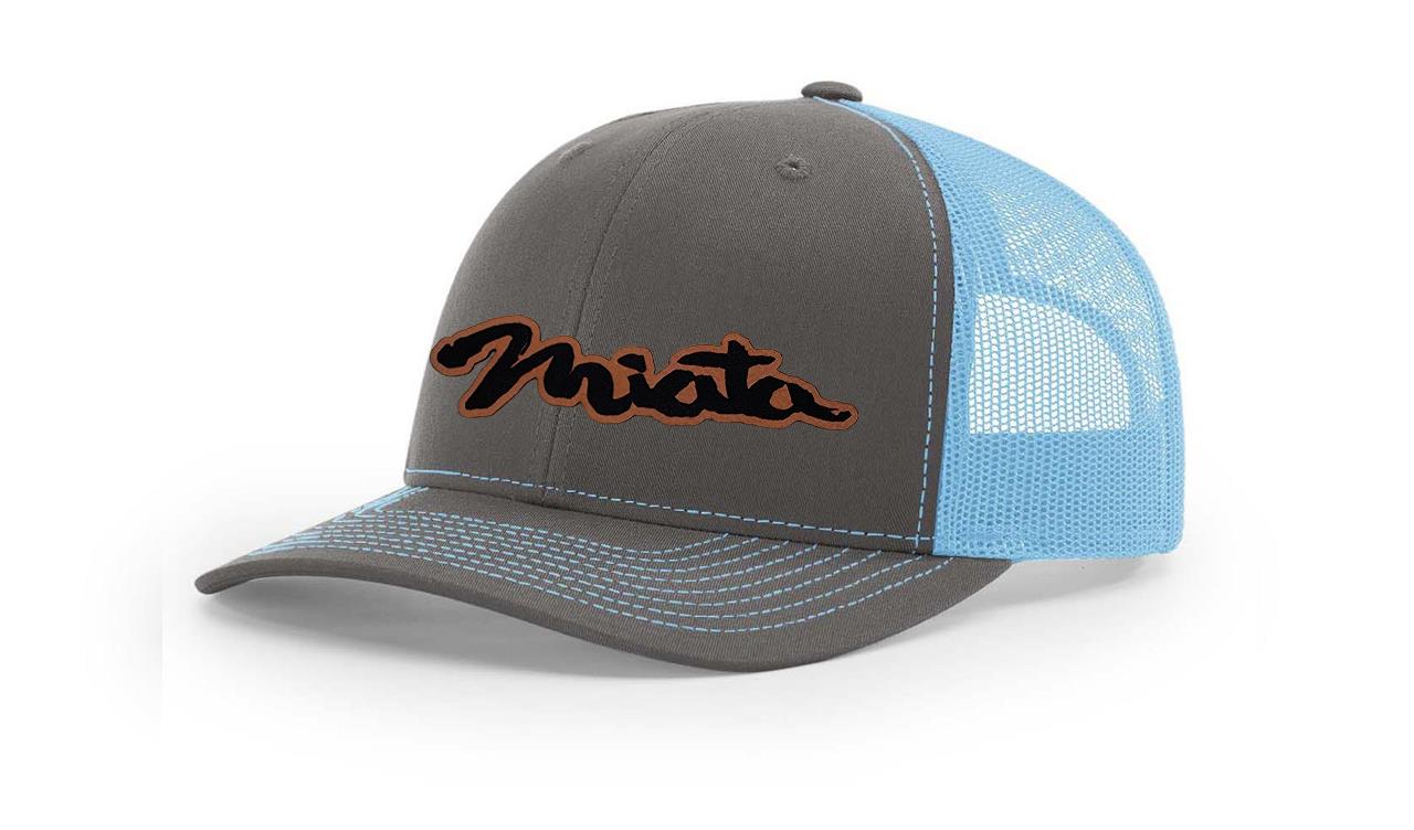 Mazda Miata MX5 Logo Leather Laser Engraved Richardson 112 Snapback Hat Cap-image