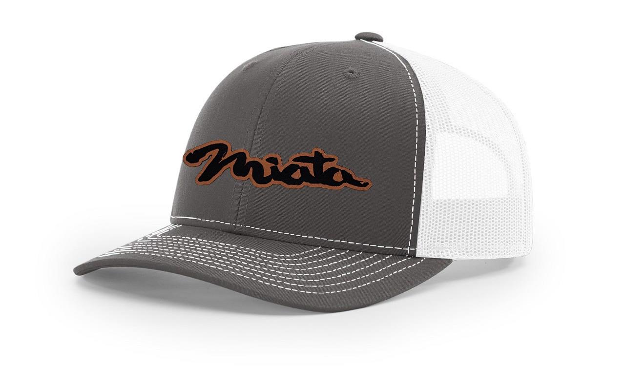 Mazda Miata MX5 Logo Leather Laser Engraved Richardson 112 Snapback Hat Cap-image