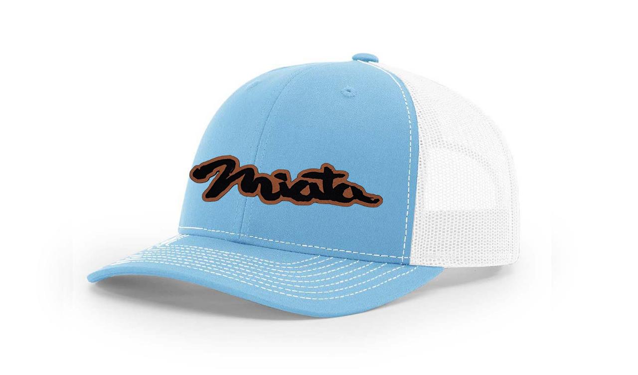Mazda Miata MX5 Logo Leather Laser Engraved Richardson 112 Snapback Hat Cap-image