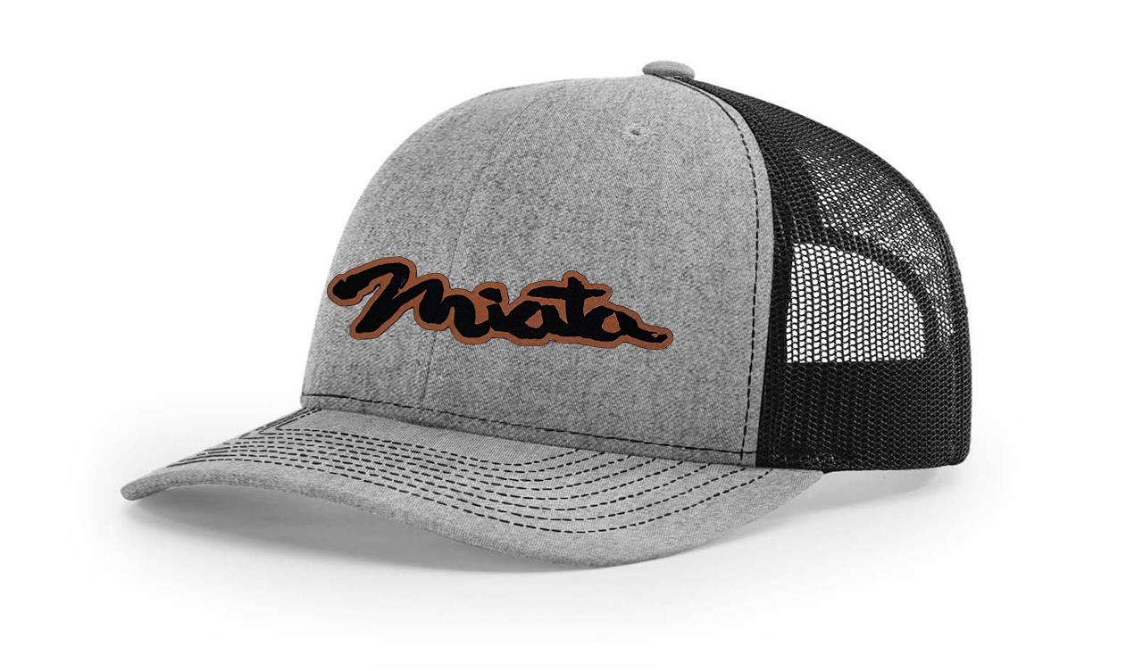 Mazda Miata MX5 Logo Leather Laser Engraved Richardson 112 Snapback Hat Cap-image