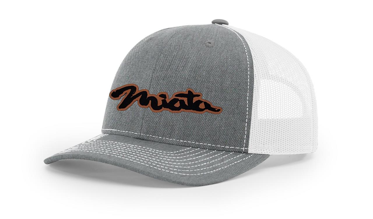 Mazda Miata MX5 Logo Leather Laser Engraved Richardson 112 Snapback Hat Cap-image