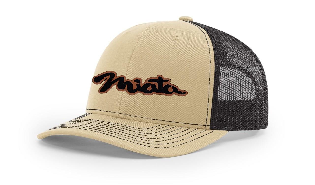 Mazda Miata MX5 Logo Leather Laser Engraved Richardson 112 Snapback Hat Cap-image
