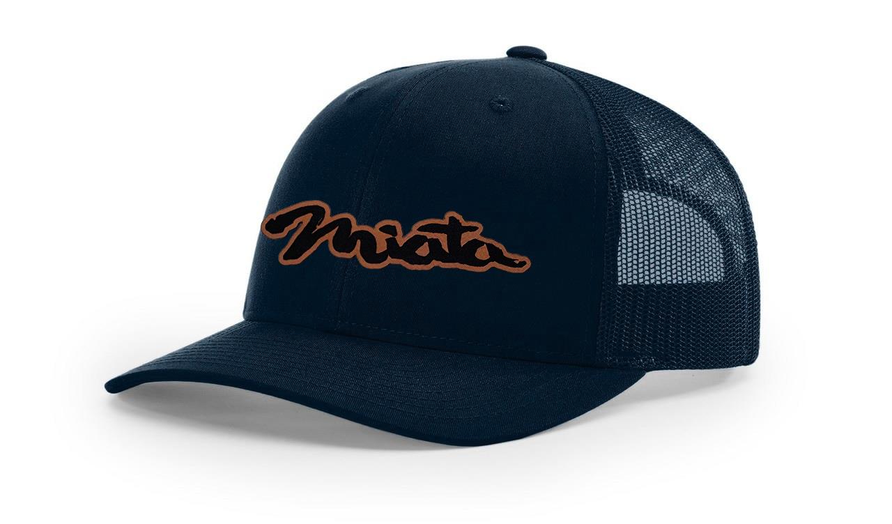 Mazda Miata MX5 Logo Leather Laser Engraved Richardson 112 Snapback Hat Cap-image
