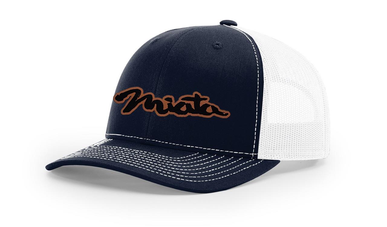 Mazda Miata MX5 Logo Leather Laser Engraved Richardson 112 Snapback Hat Cap-image