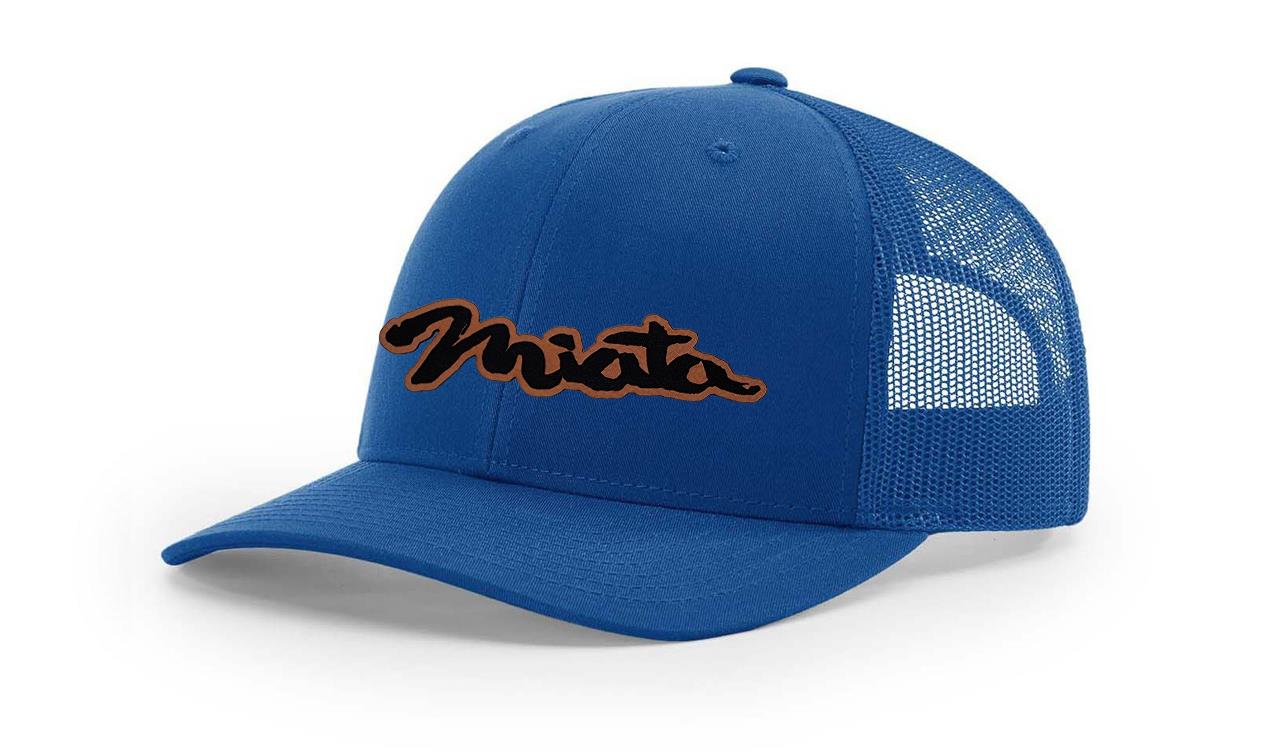 Mazda Miata MX5 Logo Leather Laser Engraved Richardson 112 Snapback Hat Cap-image