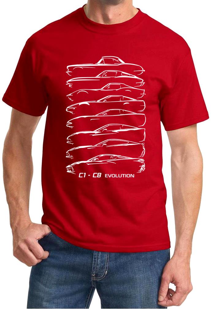 C1-C8 Corvette Hardtop Evolution Classic Outline Design Tshirt NEW - Picture 13 of 13