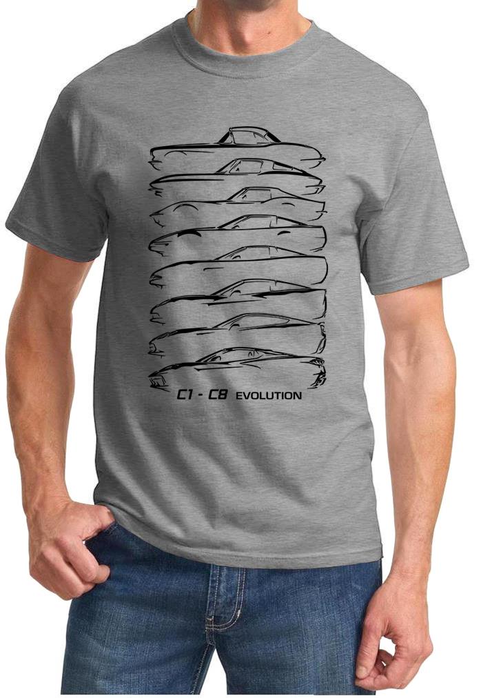 C1-C8 Corvette Hardtop Evolution Classic Outline Design Tshirt NEW - Picture 7 of 13