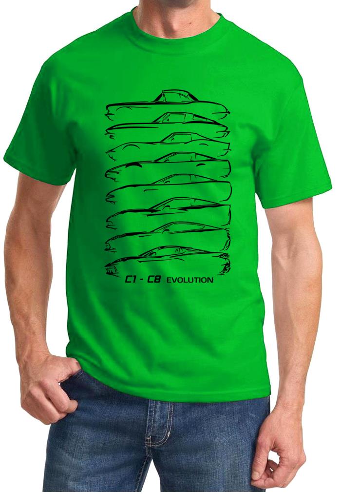 C1-C8 Corvette Hardtop Evolution Classic Outline Design Tshirt NEW - Picture 12 of 13