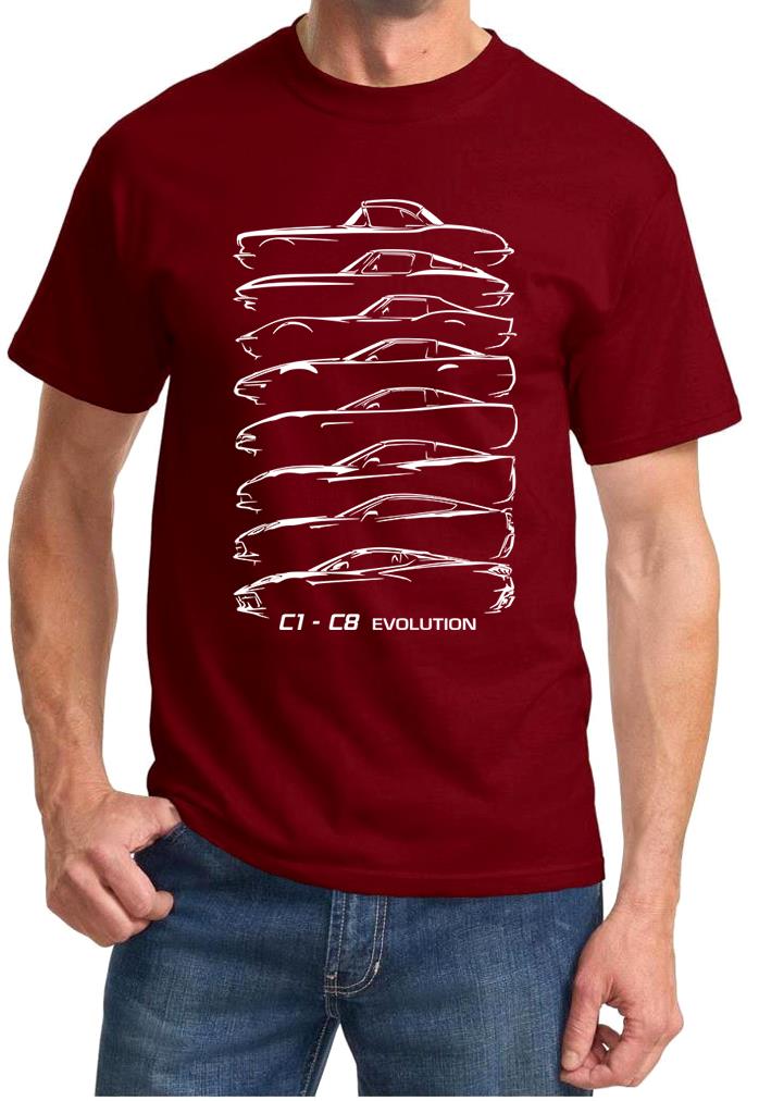 C1-C8 Corvette Hardtop Evolution Classic Outline Design Tshirt NEW - Picture 5 of 13