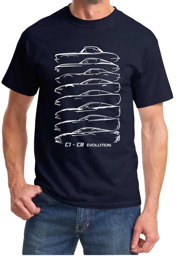 C1-C8 Corvette Hardtop Evolution Classic Outline Design Tshirt NEW - Picture 3 of 13