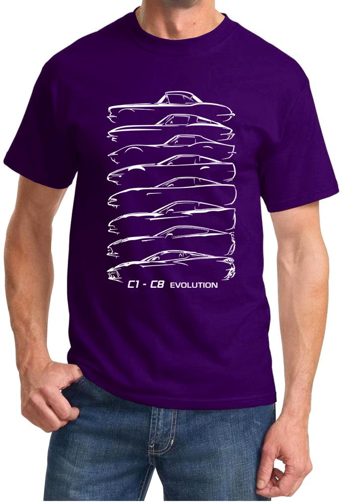 C1-C8 Corvette Hardtop Evolution Classic Outline Design Tshirt NEW - Picture 8 of 13