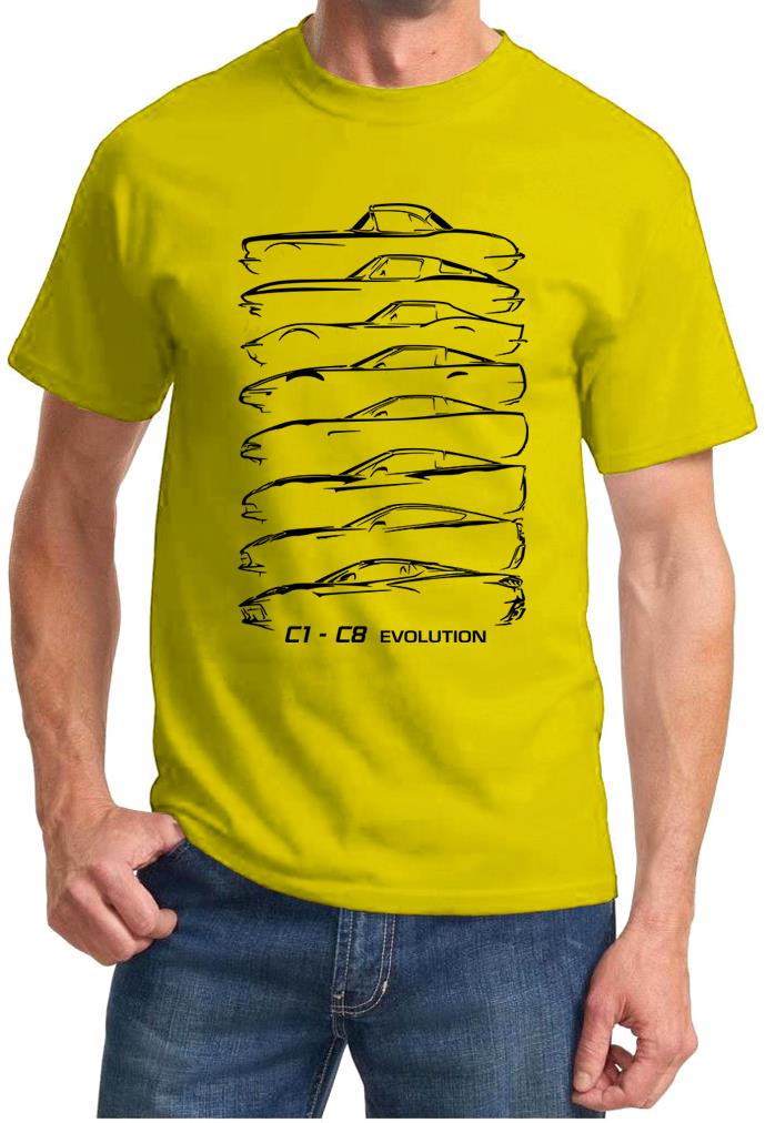 C1-C8 Corvette Hardtop Evolution Classic Outline Design Tshirt NEW - Picture 10 of 13