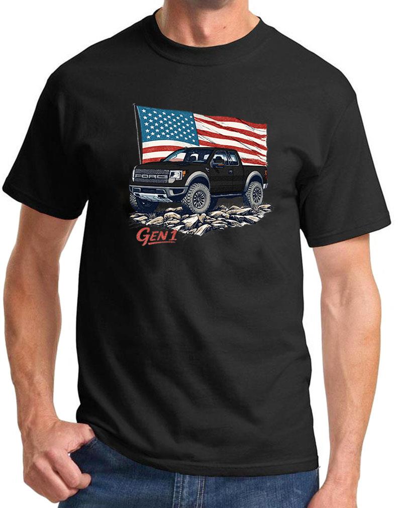 2010-14 Ford SVT Raptor SuperCab F150 Truck Patriotic Flag Design Tshirt