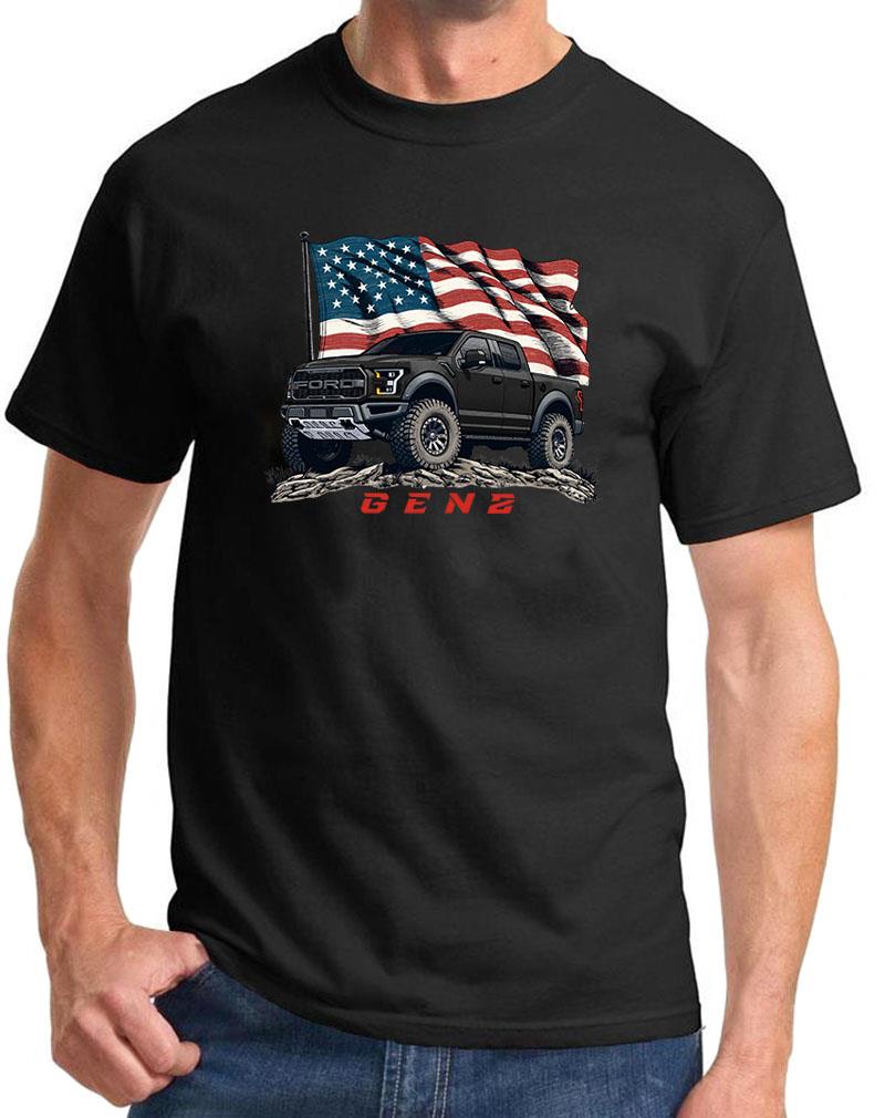 2017-20 Ford Raptor SuperCrew F150 Truck Patriotic Flag Design Tshirt