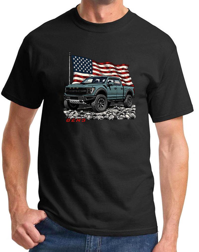 2021-25 Ford Raptor F150 Truck Patriotic Flag Design Tshirt
