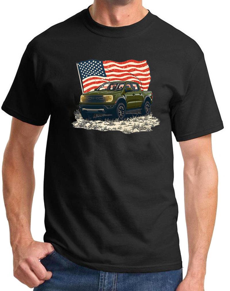 Ford Ranger Raptor Truck Patriotic Flag Design Black Tshirt NEW | eBay