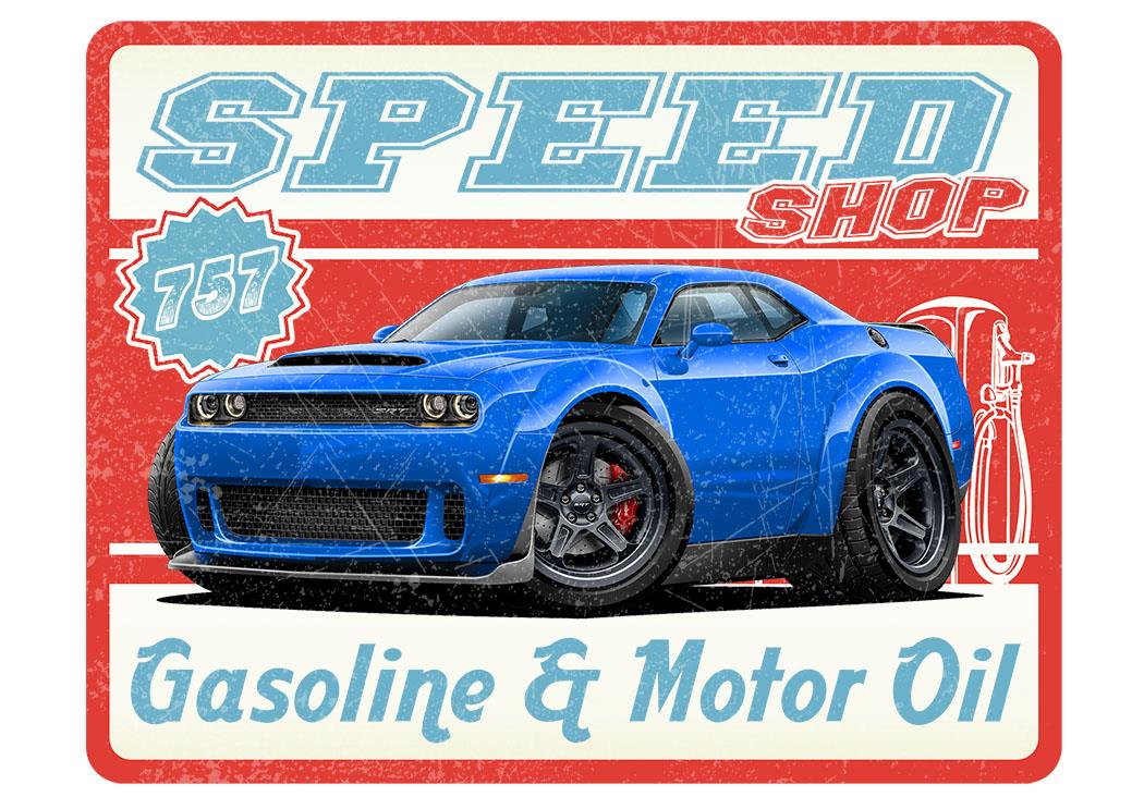 SRT Demon Challenger Car-toon SPEED SHOP Wall Art Graphic Sticker - Picture 7 of 8