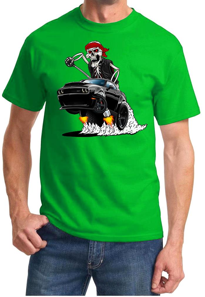 SRT Demon Challenger Biker Skeleton Black Car Design Tshirt NEW - Picture 10 of 12