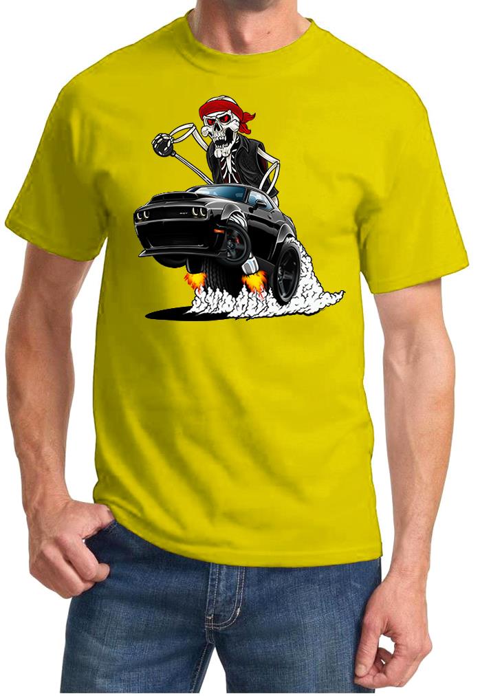 SRT Demon Challenger Biker Skeleton Black Car Design Tshirt NEW - Picture 12 of 12