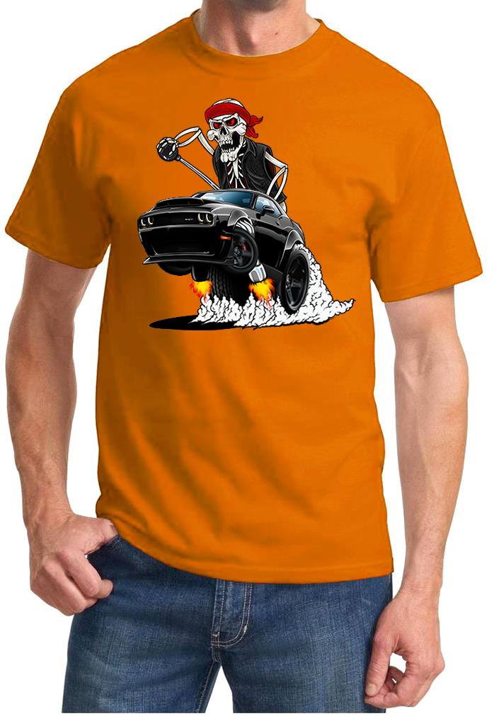 SRT Demon Challenger Biker Skeleton Black Car Design Tshirt NEW - Picture 7 of 12