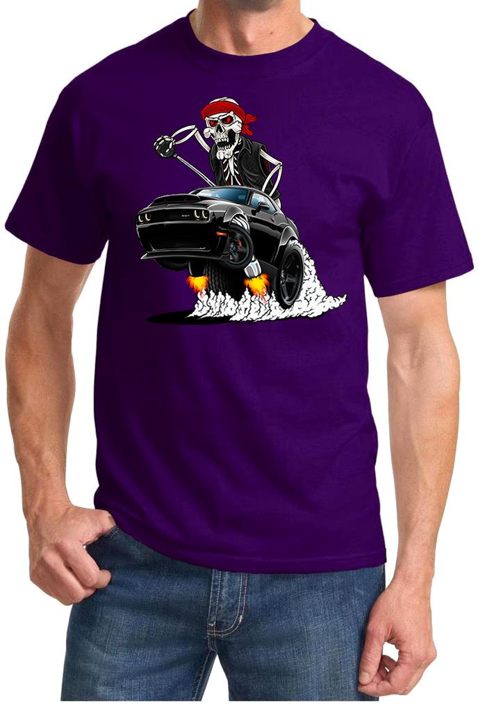 SRT Demon Challenger Biker Skeleton Black Car Design Tshirt NEW - Picture 8 of 12
