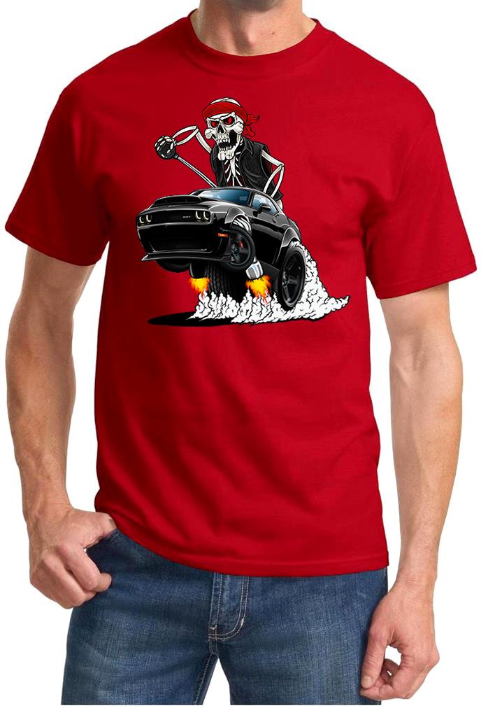 SRT Demon Challenger Biker Skeleton Black Car Design Tshirt NEW - Picture 5 of 12