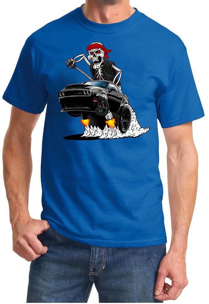 SRT Demon Challenger Biker Skeleton Black Car Design Tshirt NEW - Picture 4 of 12