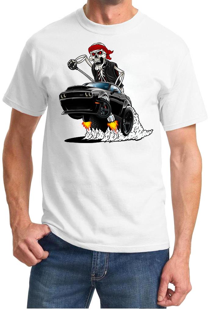 SRT Demon Challenger Biker Skeleton Black Car Design Tshirt NEW - Picture 11 of 12