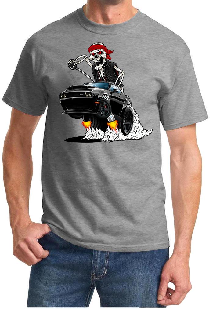 SRT Demon Challenger Biker Skeleton Black Car Design Tshirt NEW - Picture 9 of 12