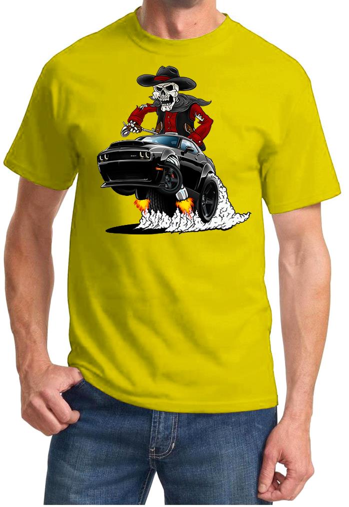 SRT Demon Challenger Cowboy Skeleton Black Car Design Tshirt NEW - Picture 12 of 12