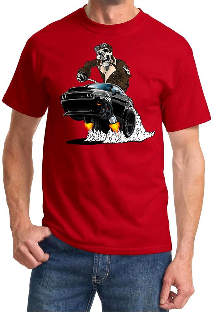 SRT Demon Challenger Pilot Skeleton Black Car Design Tshirt NEW - Picture 5 of 12