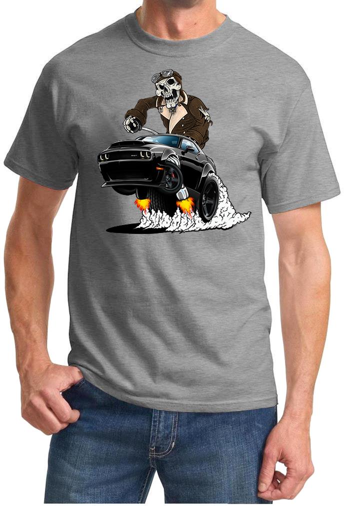 SRT Demon Challenger Pilot Skeleton Black Car Design Tshirt NEW - Picture 9 of 12