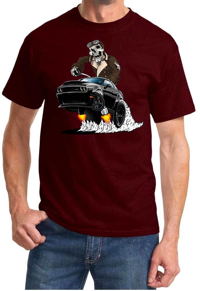 SRT Demon Challenger Pilot Skeleton Black Car Design Tshirt NEW - Picture 6 of 12