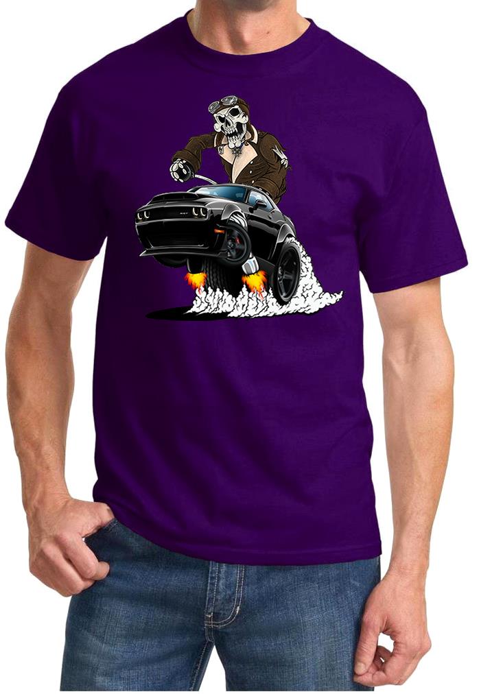 SRT Demon Challenger Pilot Skeleton Black Car Design Tshirt NEW - Picture 8 of 12