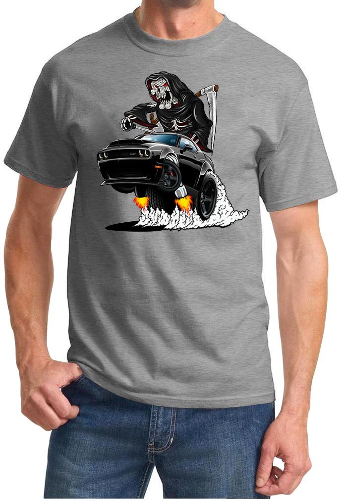 SRT Demon Challenger Reaper Skeleton Black Car Design Tshirt NEW - Picture 9 of 12